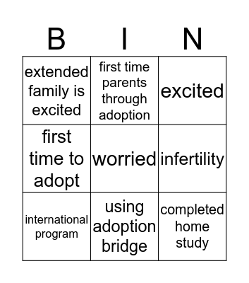 Nightlight Bingo Card