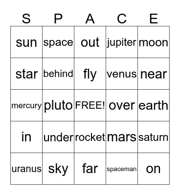 Space Bingo Card