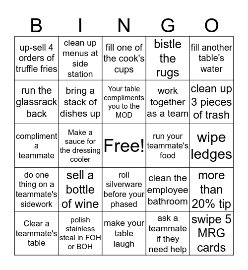 SRTH Bingo Card