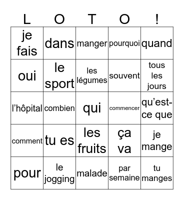 LOTO 2mh chap 2 voca AB bron C  Bingo Card