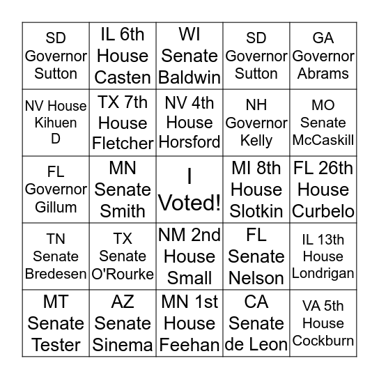 Blue Wave Bingo Card