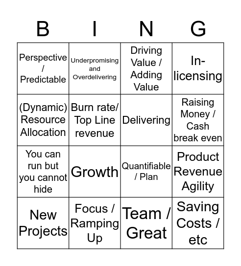 BSB Bingo Card