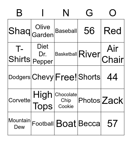 All About Jeff Bingo Card