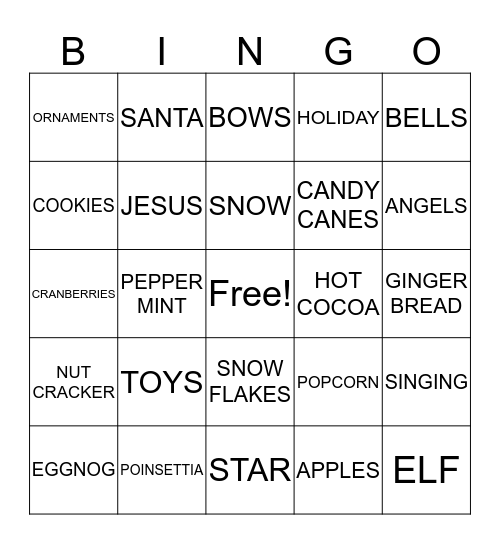 CHRISTMAS BINGO Card