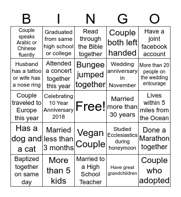 This is "US"  Bingo Card