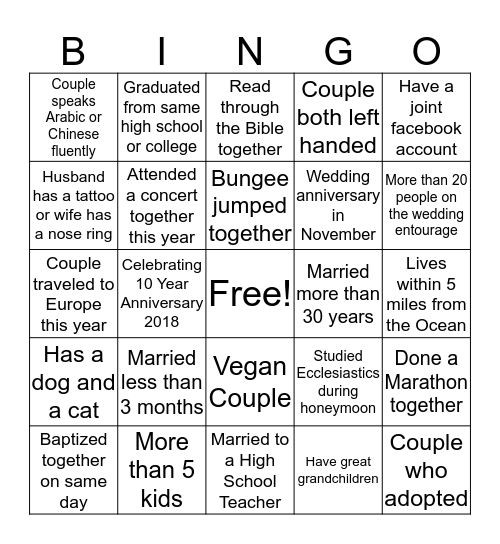 This is "US"  Bingo Card