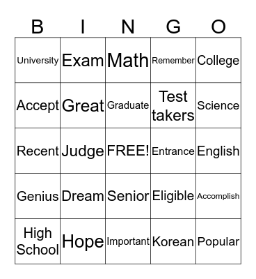 High Hopes Bingo Card