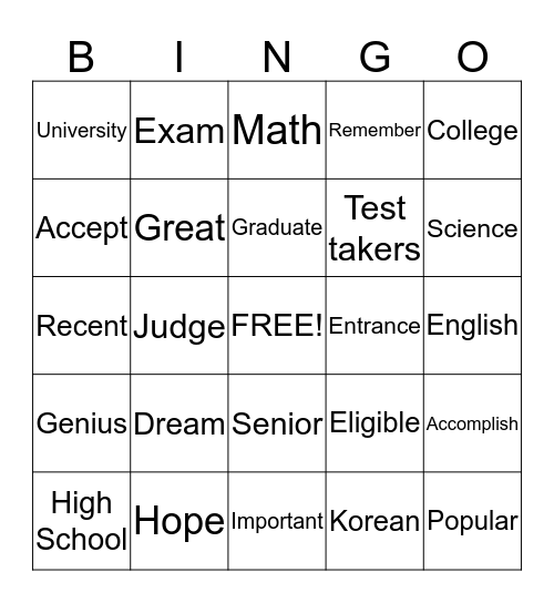 High Hopes Bingo Card