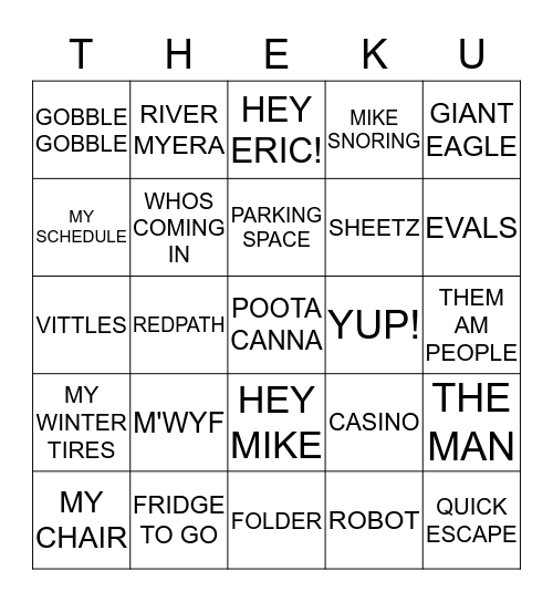 Ku Bingo Card