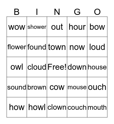 OU/OW Sounds Bingo Card