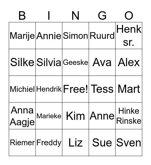 Familie Douna Bingo Card