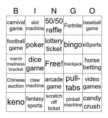 Gambling Bingo Card