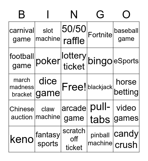 Gambling Bingo Card