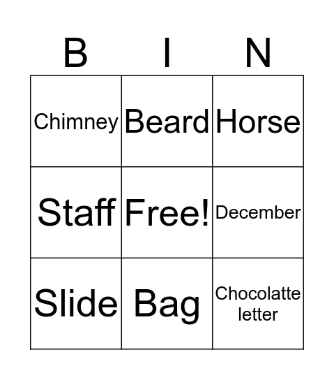 St. Nicholas Bingo Card