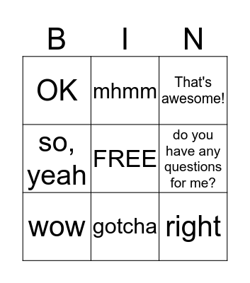 Recruiter Phone Call Bingo Card