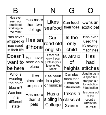 Robotics Bingo Card