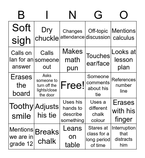 Ritchie Bingo Card