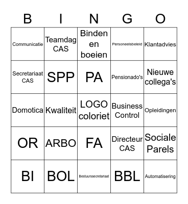 CAS 2018 Bingo Card