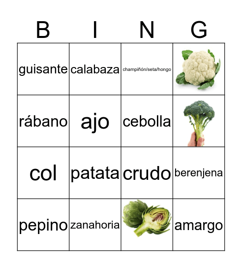Vegetales de Annika Bingo Card