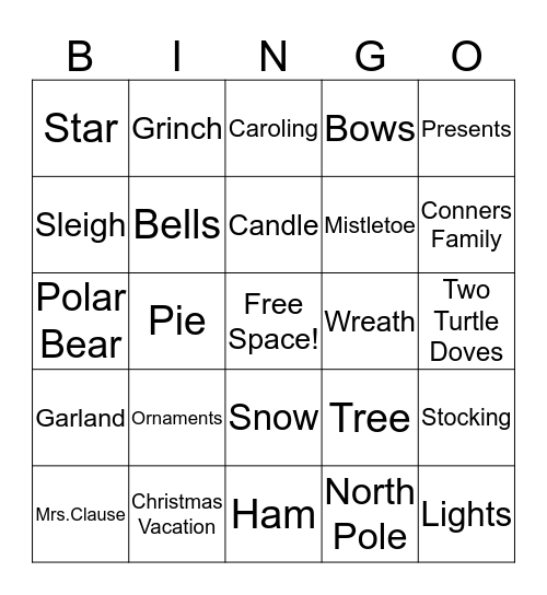 Christmas Bingo Card