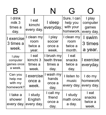 Once, Twice, Three Times Bingo Card