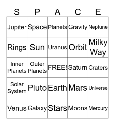 Outer Space Bingo! Bingo Card