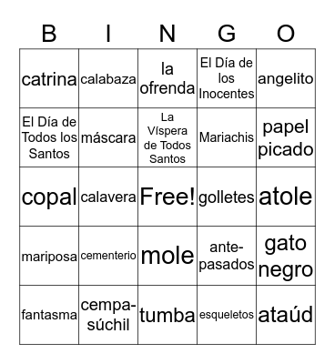 ¡Día de Muertos! Bingo Card