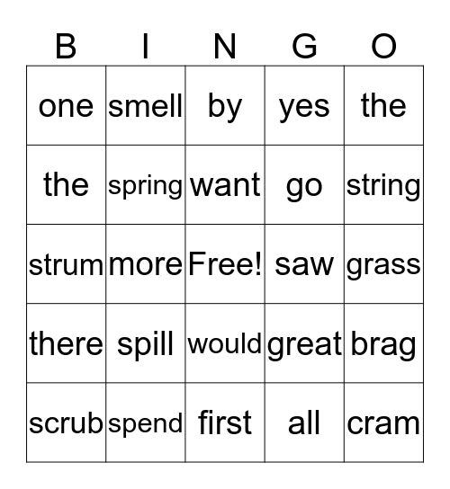 Spelling Words! Bingo Card