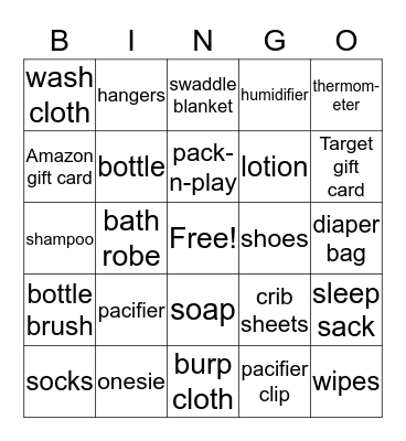 Ashley's Baby Shower Bingo! Bingo Card