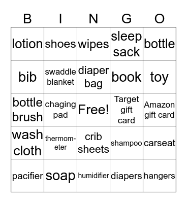 Ashley's Baby Shower Bingo! Bingo Card