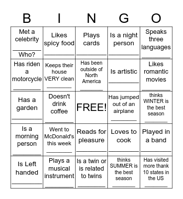 Find someone who... Bingo Card