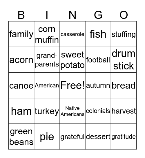 Thanksgiving Bingo Card