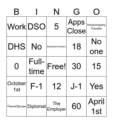 ISSS Bingo! Bingo Card