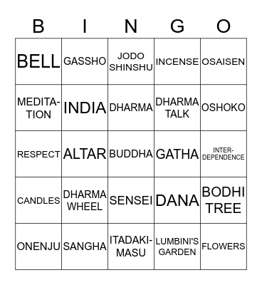 DHARMA SCHOOL Bingo Card