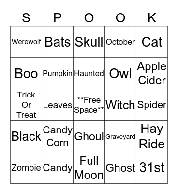 Halloween Bingo Card