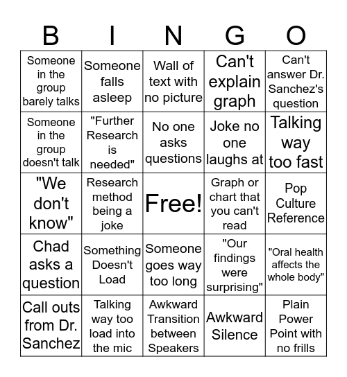 Research Bingo Card