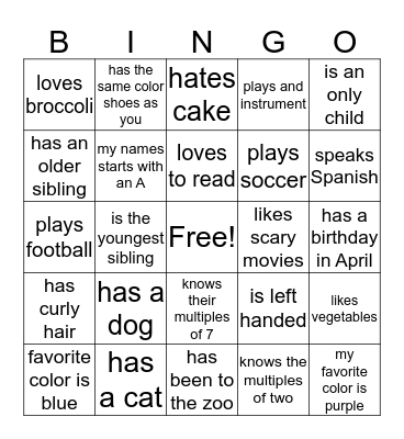 Find Someone Who... Bingo Card