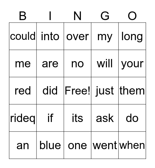 Sight Word List 4 Bingo Card