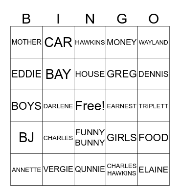 FAMILY Bingo Card