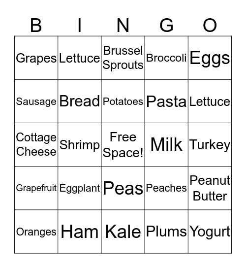 Healthy Bingo Card