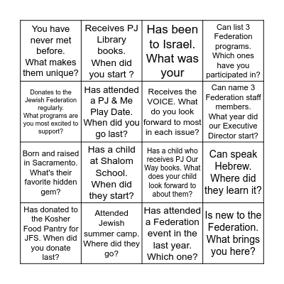 Find someone who... Bingo Card