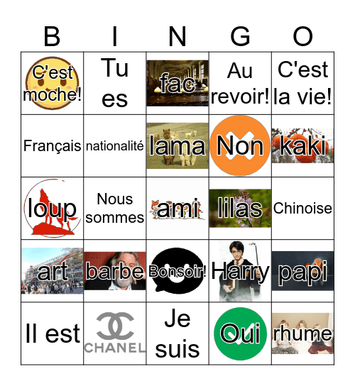 Prononciation Bingo Card