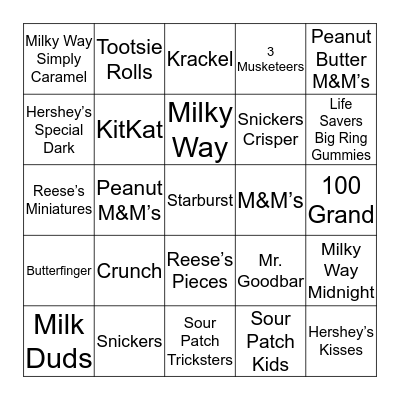 Most Popular Halloween Candy 2018 Bingo Card