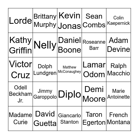 November Birthdays: Part 1 Bingo Card