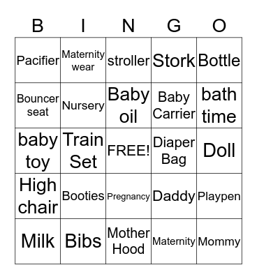 Baby Bingo Card