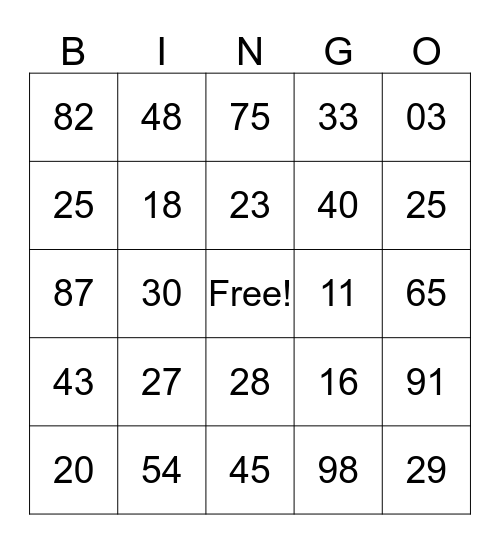 bINGO fUN Bingo Card