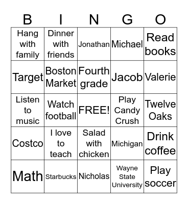 Mrs. Nafso Bingo Card