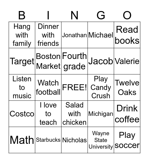 Mrs. Nafso Bingo Card