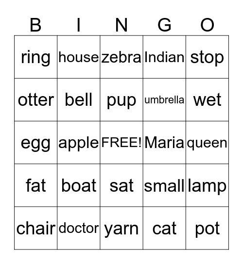 STARTS LIKE... Bingo Card