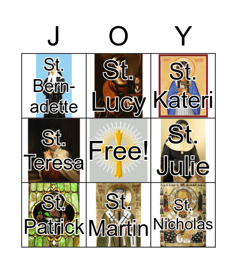 Saint Bingo Card